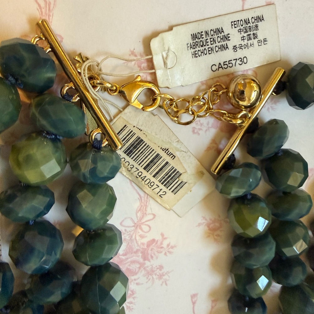 Kate Spade Give It A Swirl Royal Blue Green Beaded Statement Necklace WBRU4847 - Picture 9 of 9